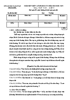 Đề khảo sát chất lượng học kỳ II môn Ngữ văn Lớp 9 - Năm học 2018-2019 - Sở giáo dục và đào tạo Thanh Hóa (Có đáp án)